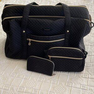 BAGSMART Quilted Bags Bundle of Three! Weekender Overnight, Crossbody, & Wallet